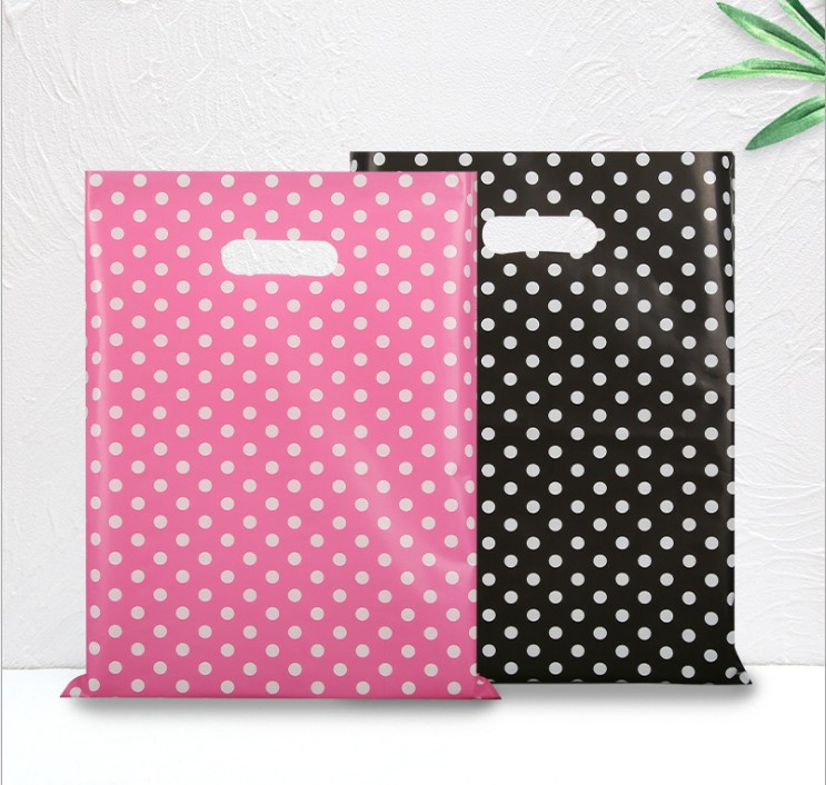 Black White Dot Plastic Gift Bags wraps With Handles Packaging For Mini Jewelry Wholesale