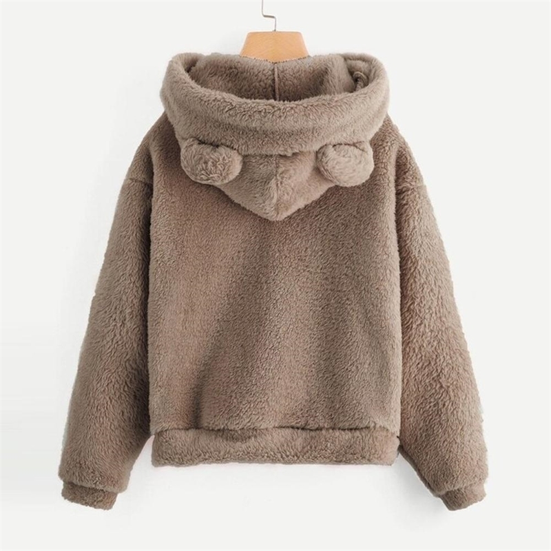 5XL oversized With Ears pink Kawaii Hoodies Women Sweatshirts Winter Plush Lovely Harajuku Anime Hooded Hoodies 201204