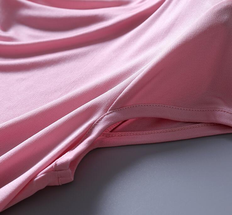 Women's 50% Silk 50% Viscose Knit Drape Neck T-Shirts top 8 colors M-2XL SJ305 210302