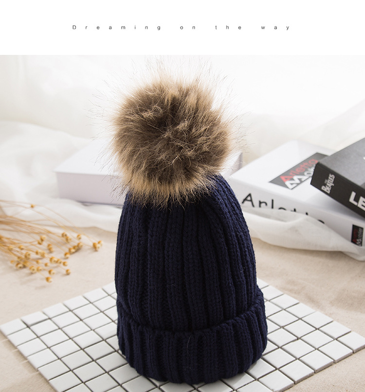 7 Styles Big Girls Knit Cap Kid Crochet PomPom Beanies Hat Fur Ball Hats Knitted Outdoor Caps girl Accessories M421