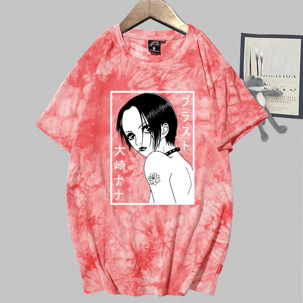 Nana Osaki Harajuku T-shirt Print Fashion Short Sleeve Round Neck Tie Dye Anime Tops Y0809