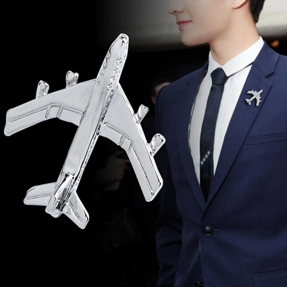 Vintage Airplane Brooch Men Suit Lapel Pin Mini Cute Alloy Badge Sweater Jacket Decor Collar Pin Fashion Jewelry H1018