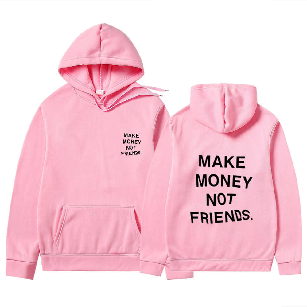 Japan Streetwear MAKE MONEY NOT FRIENDS Hoodies Men Women Fashion print Couple Clothes Sudadera Hombre Black Hooded Sweatshirt H0910