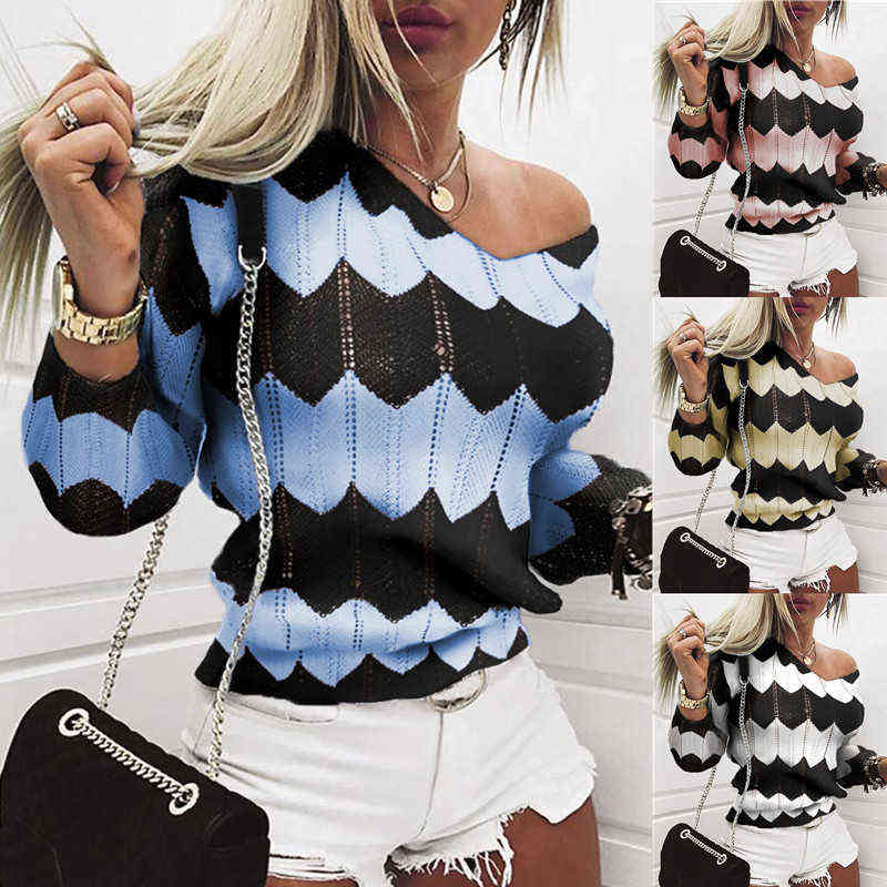 Women' Sweater 2021 Spring and Autumn New Knitted Sweater Wave stripe Hollow Pullover Thin V-neck Sweater Y1110, Sky blue
Women' Sweater 2021 Spring and Autumn New Knitted Sweater Wave stripe Hollow Pullover Thin V-neck Sweater Y1110, Sky blue