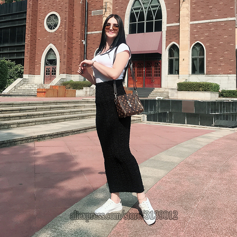 Faldas Mujer Moda Muslim Knitted High Waist Maxi Pencil Long Skirt Jupe Longue Femme Skirts Womens Clothing Jupe Crayon Femme 210306