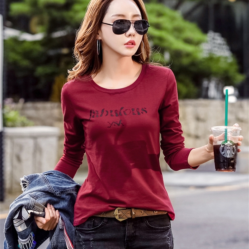 Fall new garment tshirts printed render unlined upper garment of han edition loose longsleeved clothes