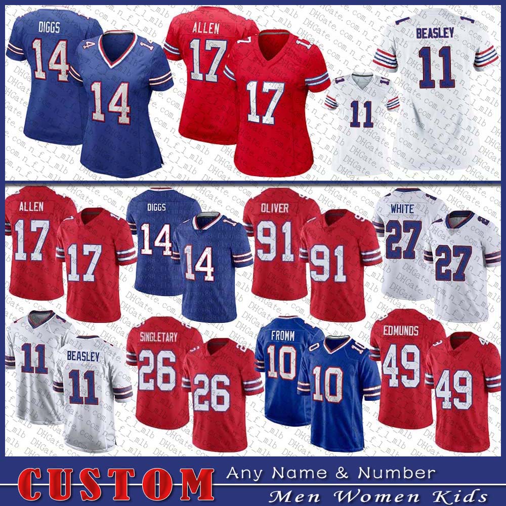 17 Josh Allen 14 Stefon Diggs Custom Men Women Kids Football Jersey 11 Cole Beasley 10 Mitchell Trubisky 27 TreDavious White 20 Zack Moss BuffaloBillJim Kelly, Shown
17 Josh Allen 14 Stefon Diggs Custom Men Women Kids Football Jersey 11 Cole Beasley 10 Mitchell Trubisky 27 TreDavious White 20 Zack Moss BuffaloBillJim Kelly, Shown