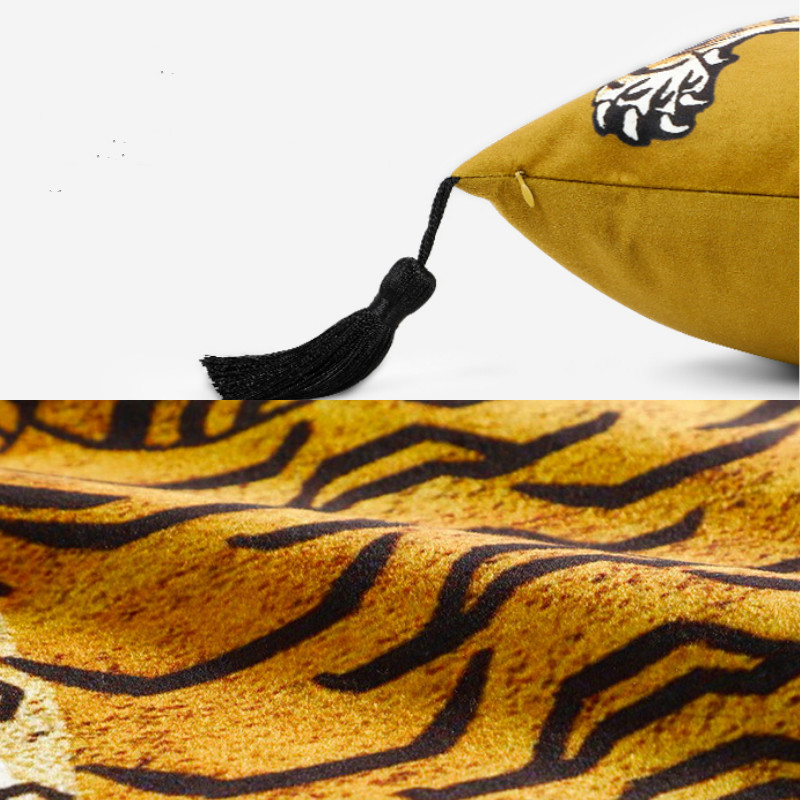 DUNXDECO Cushion Cover Decorative Square Pillow Case Vintage Artistic Tiger Print Tassel Soft Velvet Coussin Sofa Chair Bedding 212373509