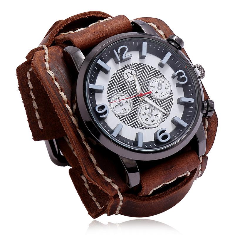 Wristwatches Watch For Men Luxury Wristwatch Quartz Cow Leather Strap Fashion Blue Glass Punk Style Bracelet Gift Relogio Masculino, Retro brownb
Wristwatches Watch For Men Luxury Wristwatch Quartz Cow Leather Strap Fashion Blue Glass Punk Style Bracelet Gift Relogio Masculino, Retro brownb