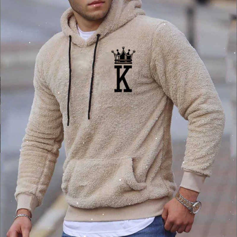 Winter Warm Fleece Hoodie Sweatshirt Men Fashion Embroidery Hooded Tops Autumn Mens Pullover Casual Long Sleeve Hoodies 210927