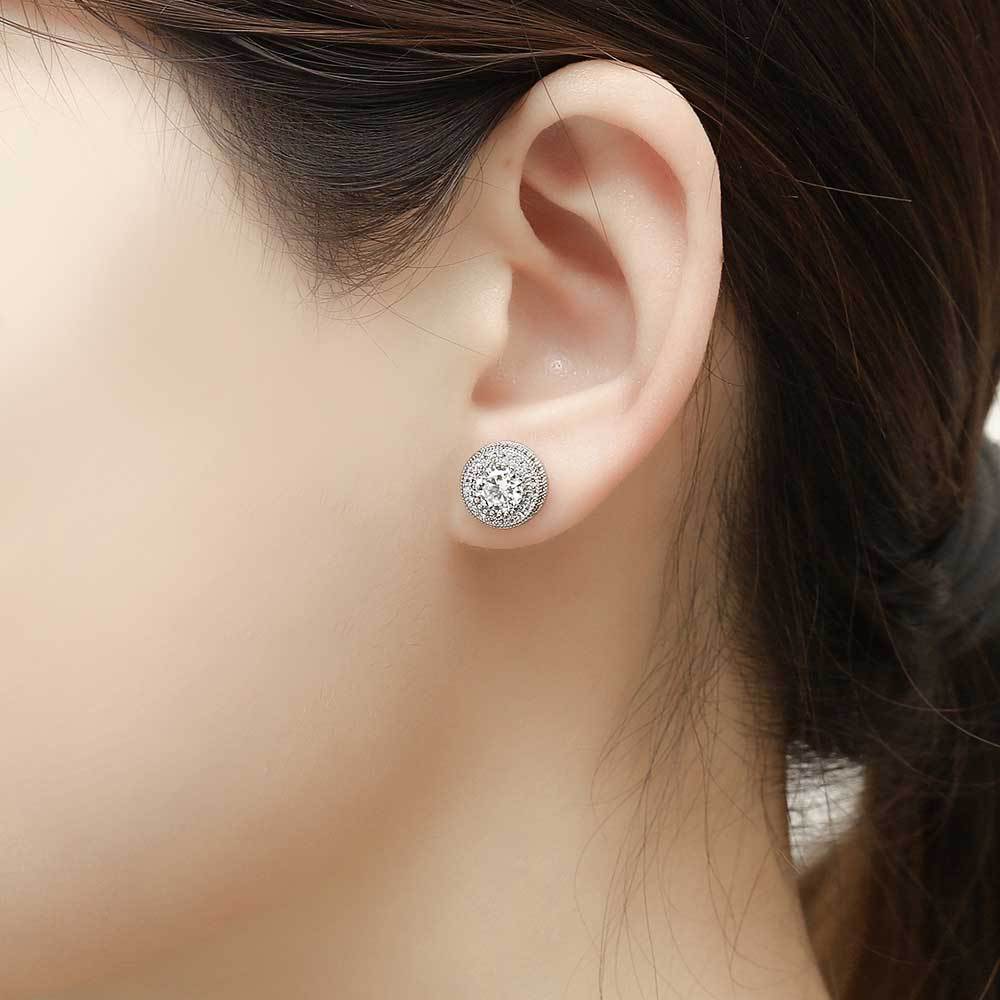 925 Sterling Needle Stud Earrings Hip Hop Men Women White Zircon Roce Earrings 18k Gold Plated Jewelry