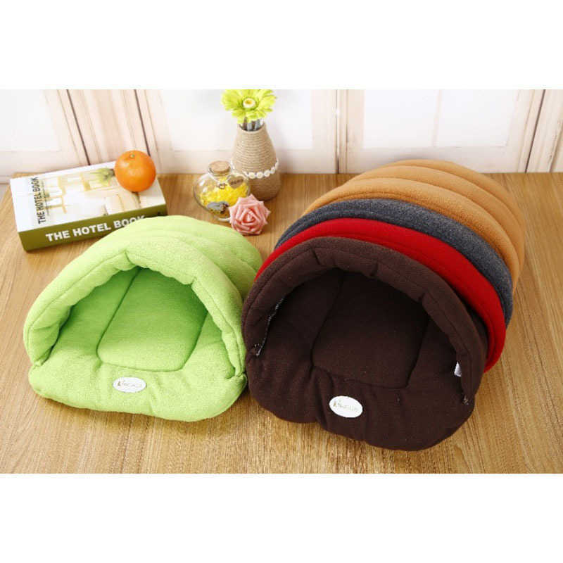 High Quality Pet Cat Bed Small Dog Puppy Kennel Sofa Polar Fleece Material Bed Pet Mat Cat House Cat Sleeping Bag Warm Nest 211009