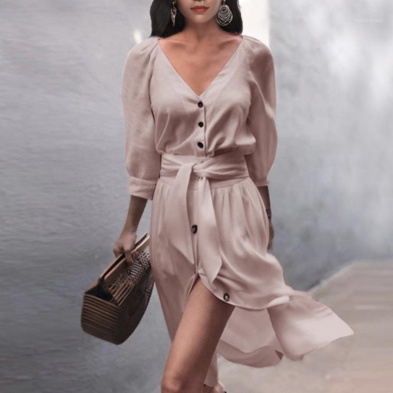 Casual Dresses Women Elegant Long Sleeve Dress Single Breasted V-Neck Solid Short Loose A-line Party Mini, Beige
Casual Dresses Women Elegant Long Sleeve Dress Single Breasted V-Neck Solid Short Loose A-line Party Mini, Beige