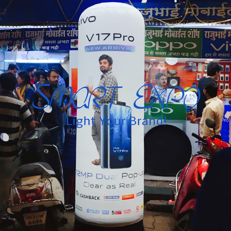 Inflatable LED Pillar Dia0.8*H2.5m for Promotion Event with Illuminated Base Blower Custom Logo Printing