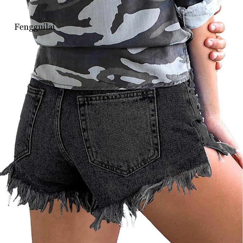 High Waist Bull-puncher knickers Sexy Women Shorts Biker Shorts Jean Summer 2021 Black Streetwear