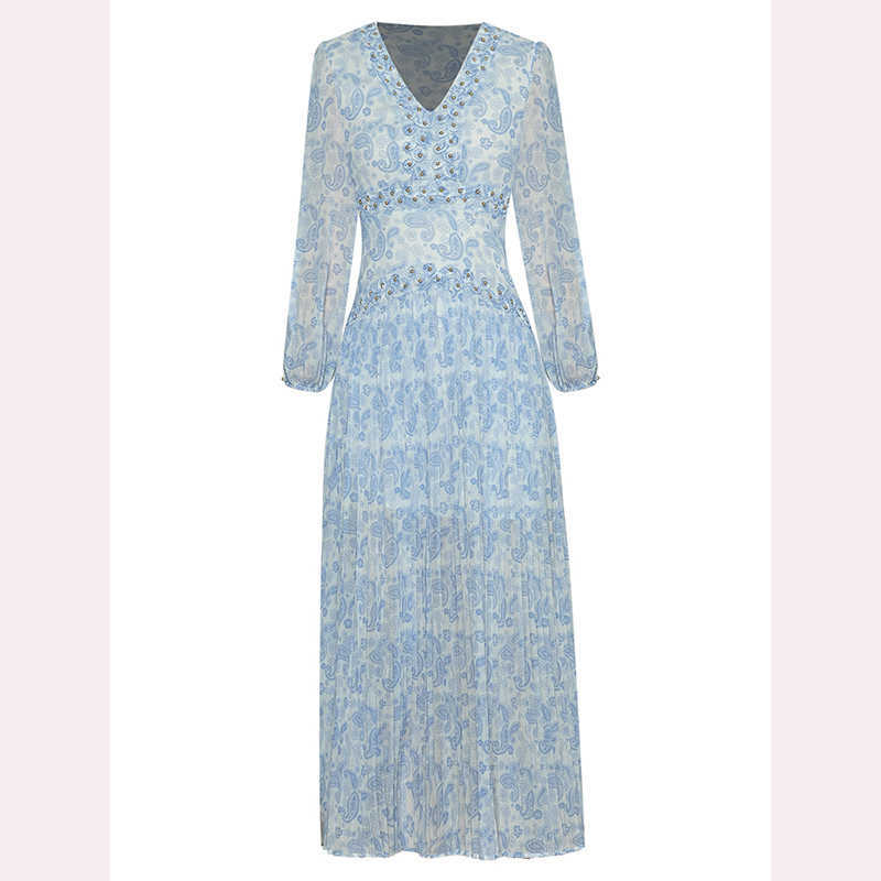 HIGH QUALITY est Fashion V-Neck Lantern Long Sleeve Beaded Pleated Printed Dress 210526, Blue
HIGH QUALITY est Fashion V-Neck Lantern Long Sleeve Beaded Pleated Printed Dress 210526, Blue