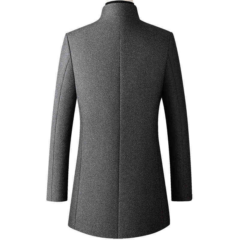 PARKLEES Winter Wool Trench Coat Men Warm Windproof Business Office Jackets Woolen Solid Slim Vintage Long Overcoat 211122