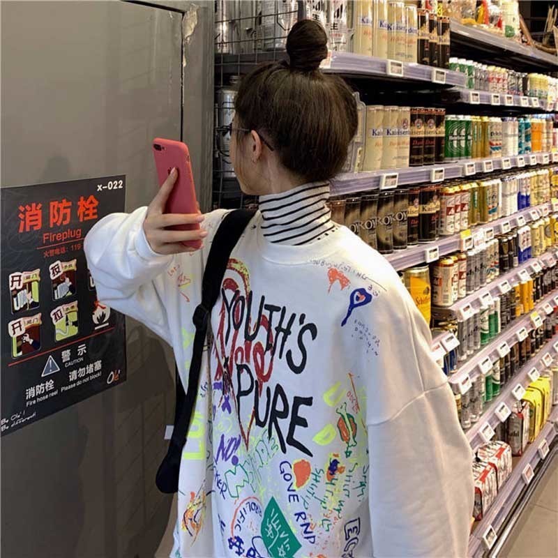 gothic hip hop pullover Streetwear Print Lady Sweatshirts Women ONeck Loose Clothes Female Autumn Hip Hop Casual Pullovers T200311