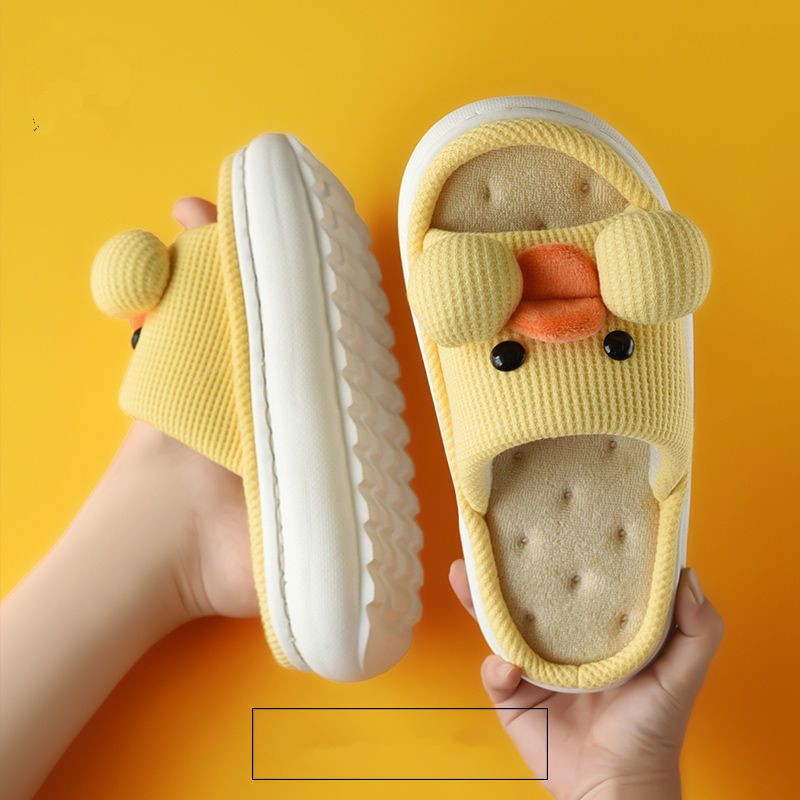 Winter fashion lovely thick bottom cartoon linen slippers for home comfortable soft massage couple cotton shoes 36-41 Factory direct sale