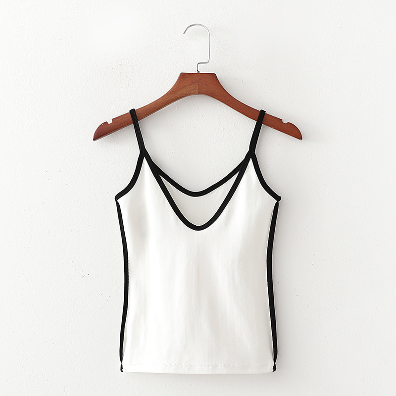 snap ins Europe and the United States women's summer wind sexy backless bump color stripe v-neck condole belt vest 210308