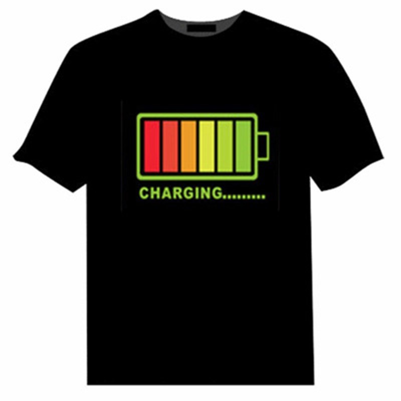 Men Women Sound Activated LED T Shirt Oversize Black One Color Tshirts Rock Disco DJ Aesthetic T Shirts Couple Casual Tshirt 6XL 210225
