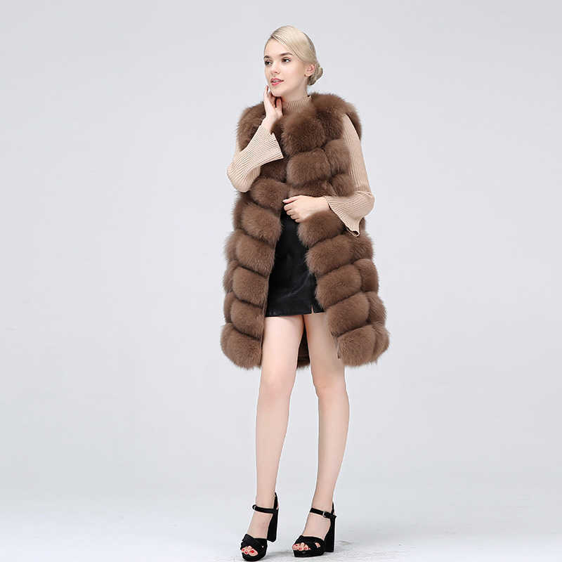 Natural Real Fur Vest Coat For Jacket Female s Waistcoat Long s 210816