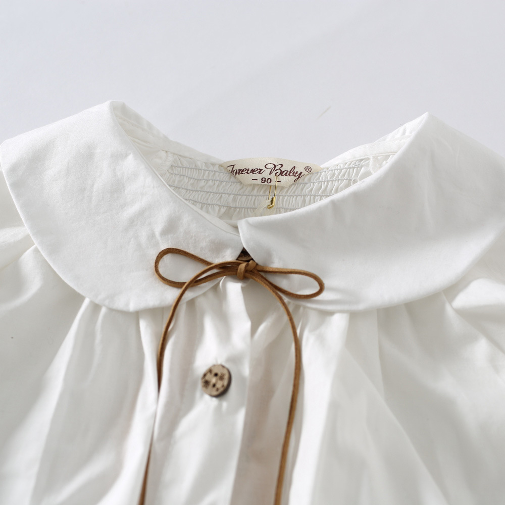 Autumn Spring Girls Long Sleeve White Cotton Blouses Cute Turn-down Collar Shirt Tops School Shirts Kids Girl Cloth 2-7T 210306