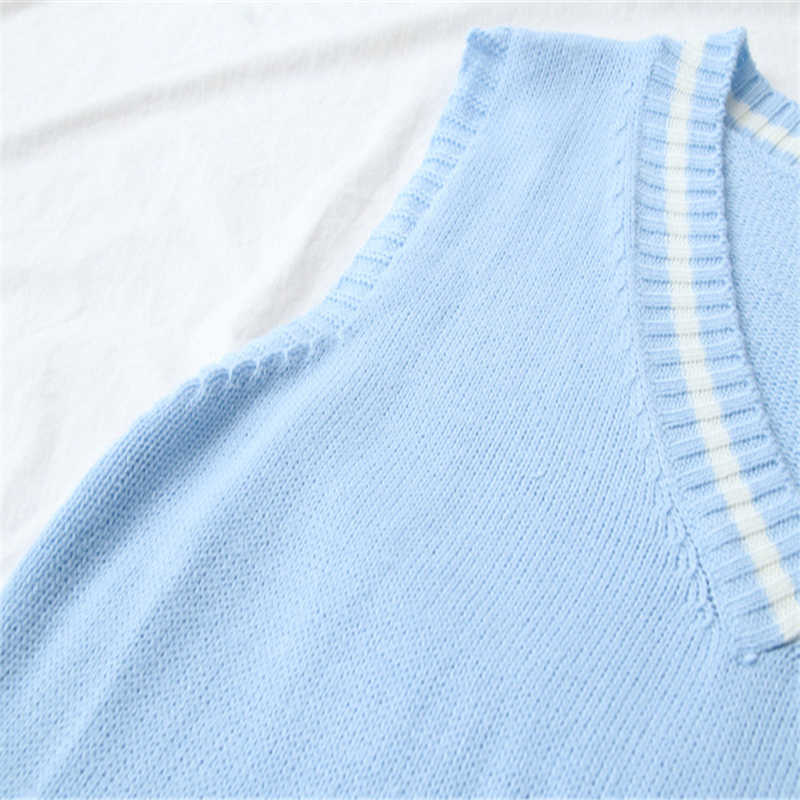 Women Sets Cartoon Embroidery Sleeveless V-neck Knitted Vest And Solid Lace Up Blouse Shirts Winter Preppy 2 Piece Clothes 210526