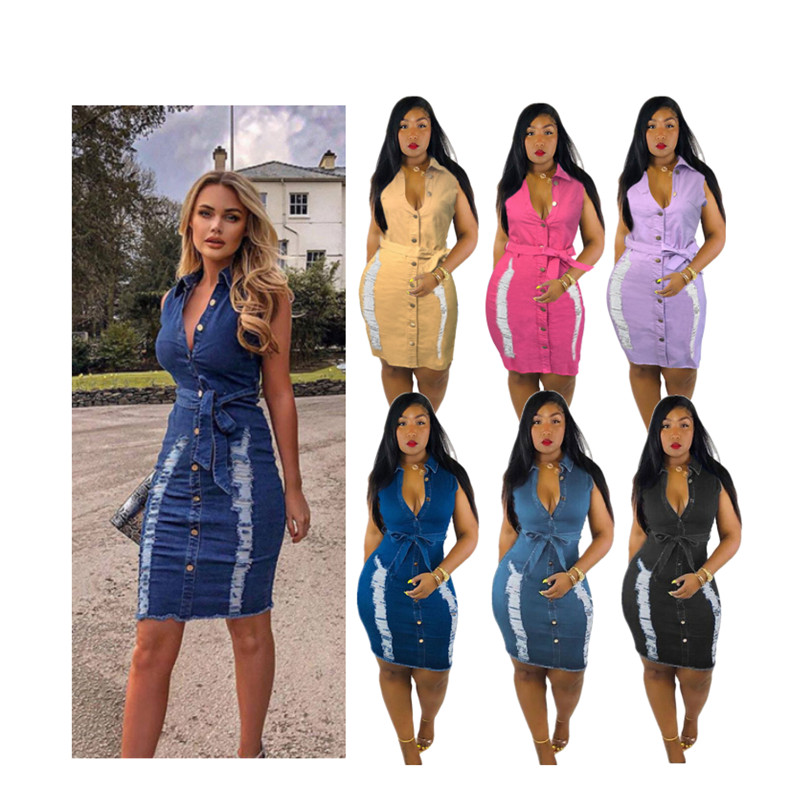 Women Denim Dresses Plus Size -5XL Solid Color Sleeveless Clothing Summer Lapel Neck Party Dress Sexy Clubwear Casual Clothes 5428, Mix color
Women Denim Dresses Plus Size -5XL Solid Color Sleeveless Clothing Summer Lapel Neck Party Dress Sexy Clubwear Casual Clothes 5428, Mix color