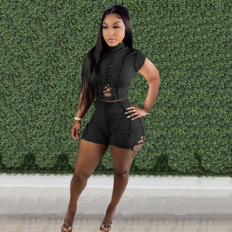 Women' Tracksuits Bandage 2 Piece Set Womens Casual Outfits Solid Suit Woman Top And Biker Shorts Sweet Matching Sets Wholesale Dropshpping, Black
Women' Tracksuits Bandage 2 Piece Set Womens Casual Outfits Solid Suit Woman Top And Biker Shorts Sweet Matching Sets Wholesale Dropshpping, Black