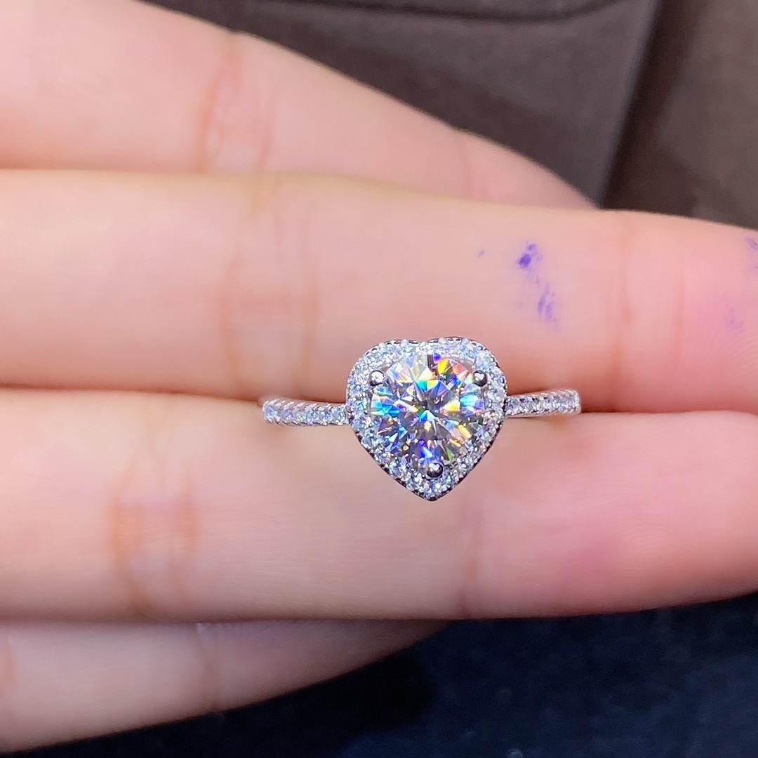 Queen Heart Moissanite Promise ring 925 Sterling silver Engagement Wedding Band Rings for women Bridal Fine Finger Jewelry Gift