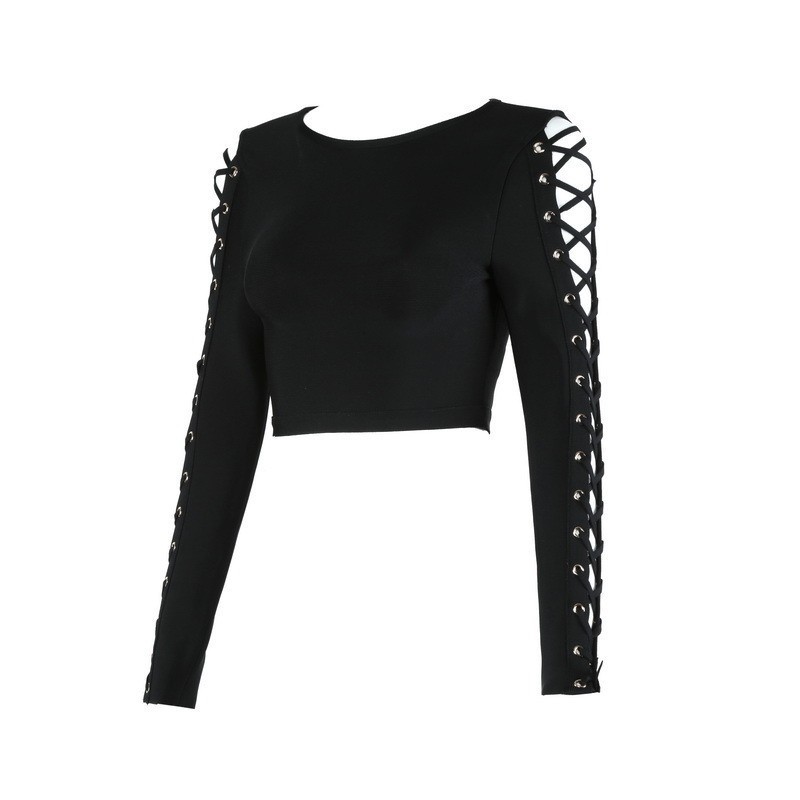 Top Quality HL Celebrity 2 Pieces Set Black Long Sleeve Knee Length Rayon Bandage Dress Cocktail Party Dress 201008