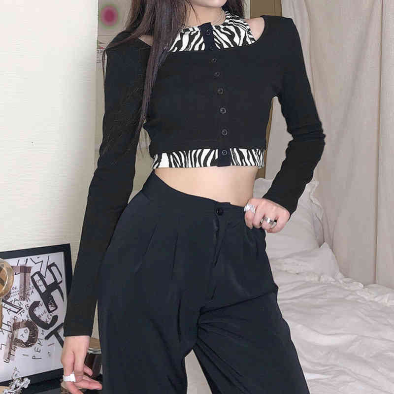 Fashion Women Blouse Zebra Stripes Long Sleeve Patchwork Single-breasted Blouse Halter Woman And Top, White
Fashion Women Blouse Zebra Stripes Long Sleeve Patchwork Single-breasted Blouse Halter Woman And Top, White