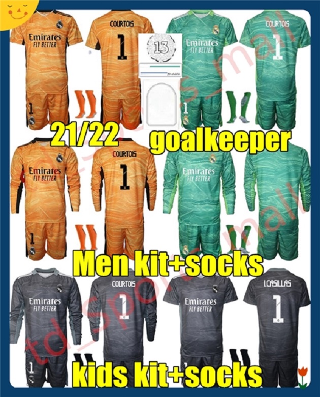 New 2021 2022 adult Men kids kit Real Madrid Soccer Jerseys Long sleeve Goalkeeper kits 21 22 #1 COURTOIS GK Football shirt #13 LUNIN uniforms, Black;yellow
New 2021 2022 adult Men kids kit Real Madrid Soccer Jerseys Long sleeve Goalkeeper kits 21 22 #1 COURTOIS GK Football shirt #13 LUNIN uniforms, Black;yellow