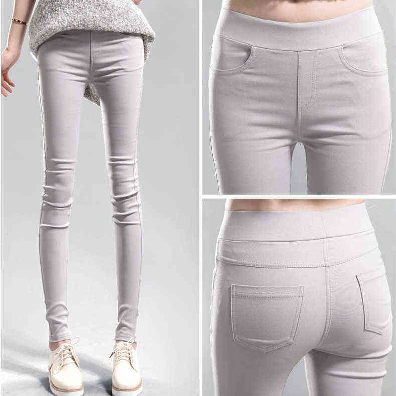 Candy Color Women's Stretch Pencil Pants for Women Elastic High Waist Skinny Leggins Femme Green Pink White Grey Purple Leggings 211115