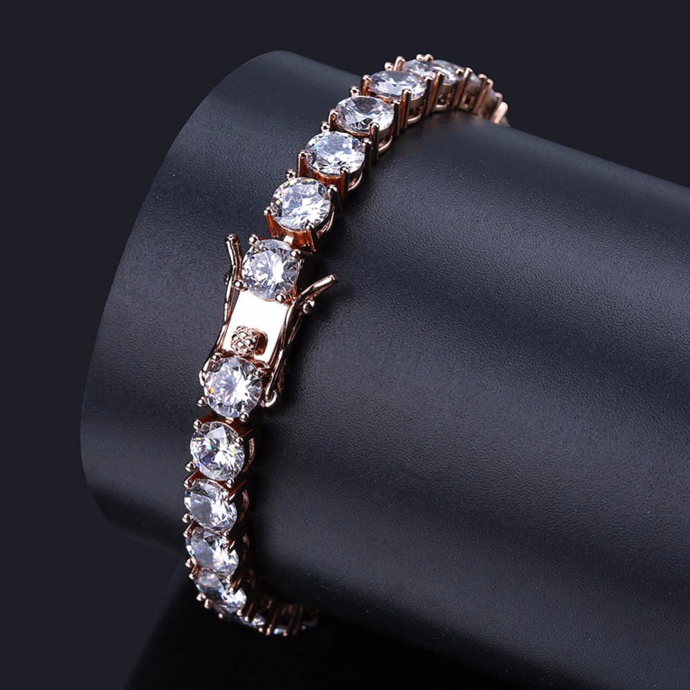 New Fashion Charms Round AAA CZ Zircon Tennis Chain Bracelet Bling Iced Out blimg for Men Women Hip Hop Copper Jewelry Lover punk party Gift