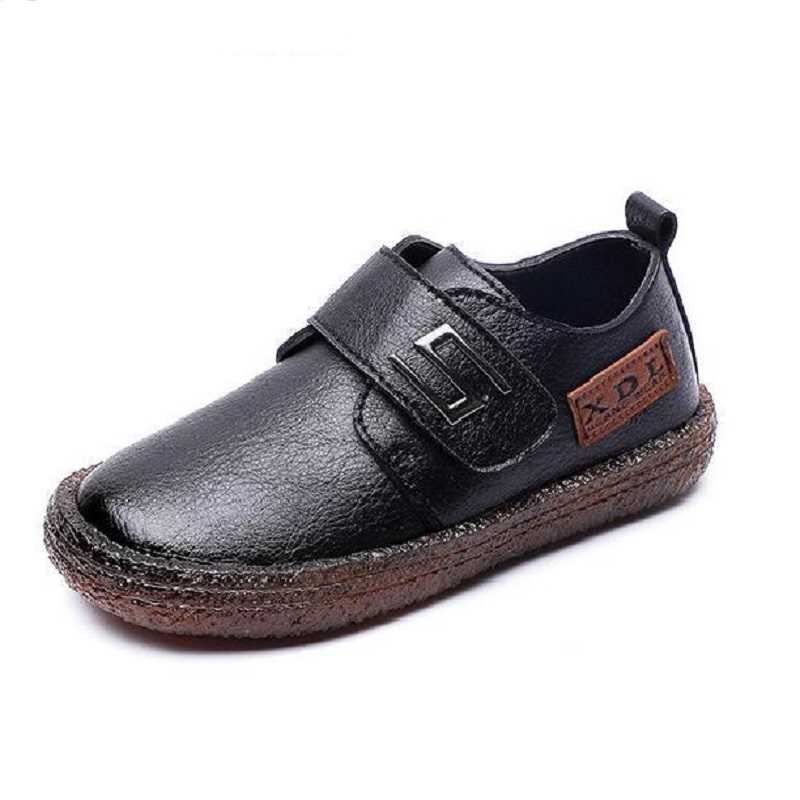 Kids Leather Shoes For Boys Wedding School Show Flats Shoes Classic Children Black Loafer Moccasins Fashion British Style Spring X0703