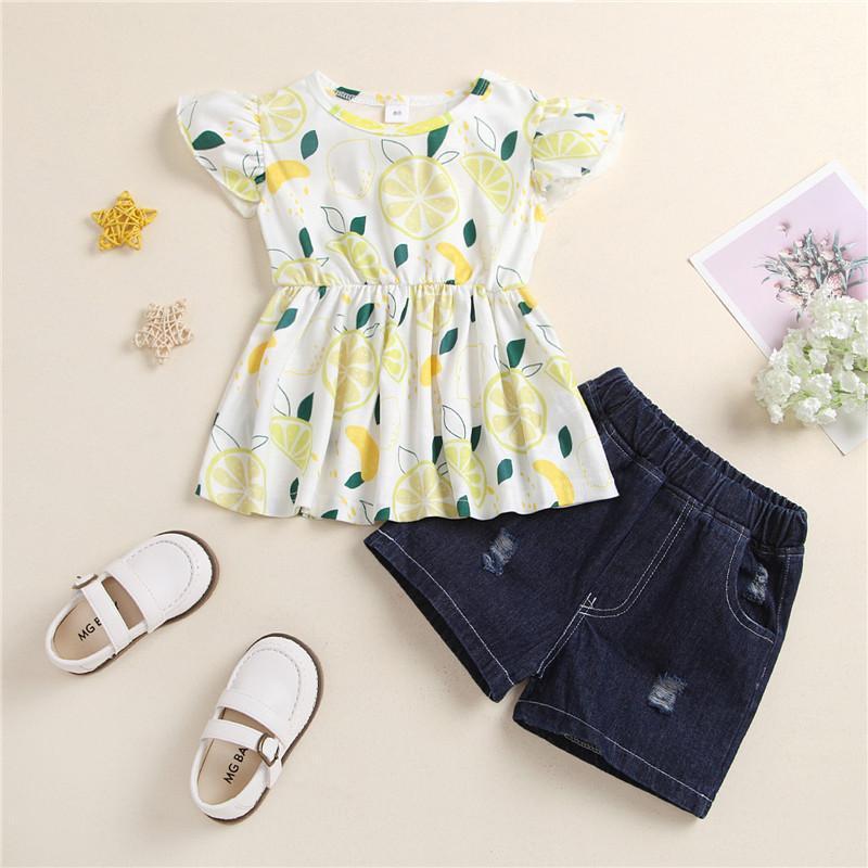 1-6T 2Pcs Fashionable Baby Girls Outfit, Children Sweet Style Lemon Printing Sleeve Round Collar Top Solid Color Shorts Set Clothing Sets, White
1-6T 2Pcs Fashionable Baby Girls Outfit, Children Sweet Style Lemon Printing Sleeve Round Collar Top Solid Color Shorts Set Clothing Sets, White
