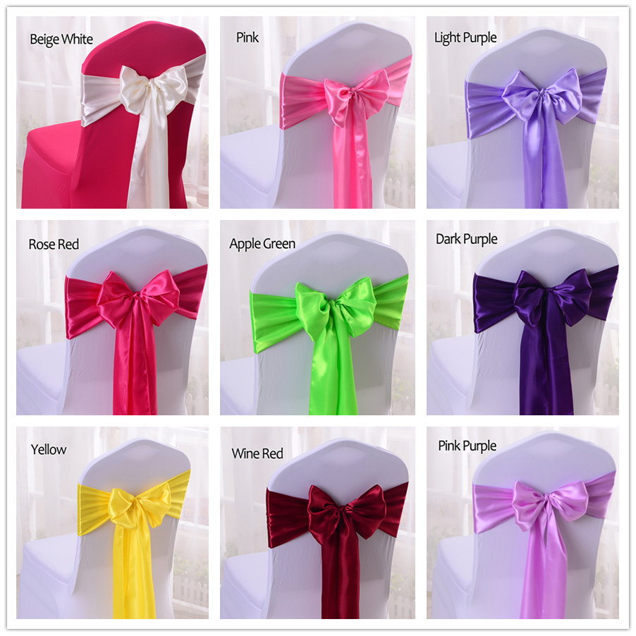 Silk Satin Ribbon Bow Chair Sashes For Banquet Chair Wedding Party Decoration Chair Band Romantic Formal Occasion Wedding Supplies