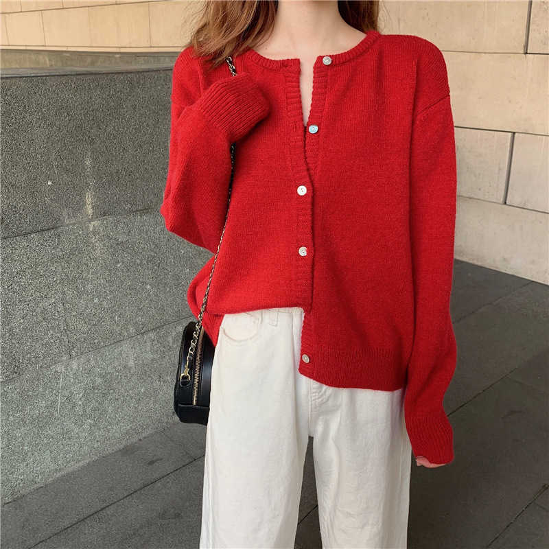 HSA Sweater Women Long Sleeve Casual Cardigan Button Sweater Jumpers Female Warm Elegant Autumn Winter Short Knit Coat19361 210716