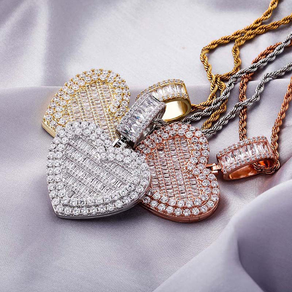 Customize Memorial Photo Frame Medal Pendant Necklace Heart Shape Can be opened Men Women Lover Gift Couple Pendants