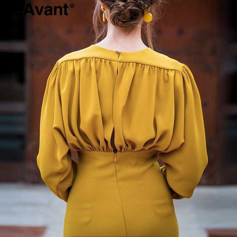 BeAvant Elegant bodycon autumn office dress women V neck batwing sleeve female mermaid dresses High waist slim ladies vestidos 210709