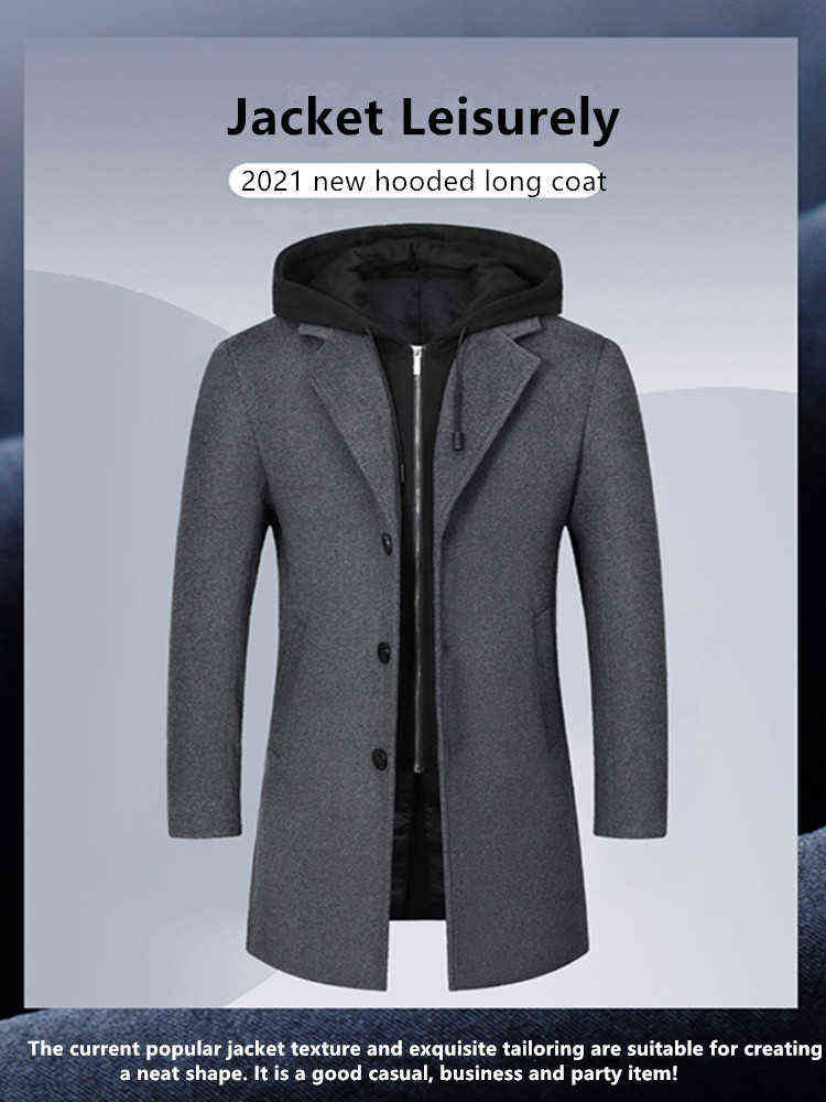 Men's Winter Jacket Thickening Outdoor Wild Battalion Warming Wind And Wool Woolen Coat Business Banquet High-end Windbreaker 211119