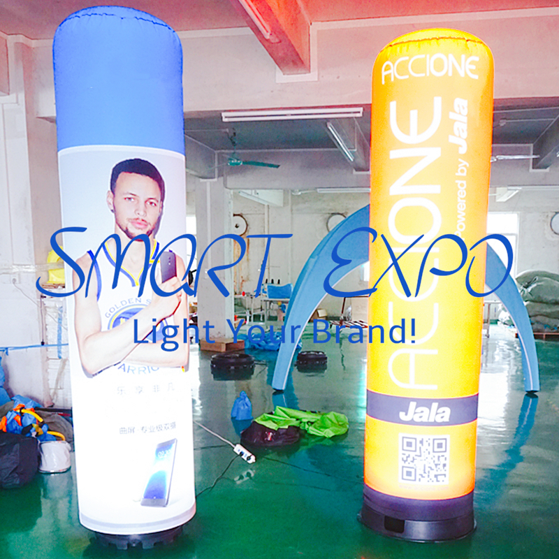 Inflatable LED Pillar Dia0.8*H2.5m for Promotion Event with Illuminated Base Blower Custom Logo Printing