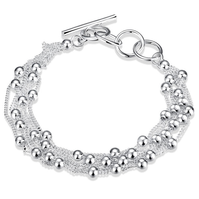 Six-line light bead 925 silver plate bracelets size 20.5CM DMSB101,Unisex sterling silver plated bracelet jewelry Charm Bracelets