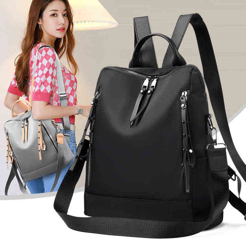 2020 new double shoulder bag women's nylon water proof Oxford cloth leisure travel outdoor women's backpack student school bag Y1105