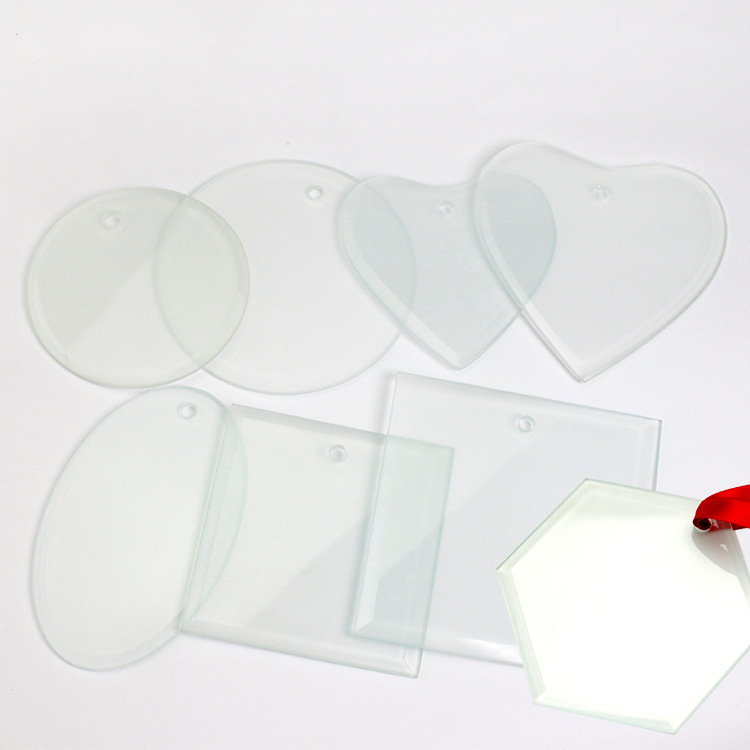 Sublimation Blanks Glass Pendant Christmas Ornaments 3.5inch Single Side Thermal Transfer Ornament Festival Decore Customized Diy Pendants DH0789