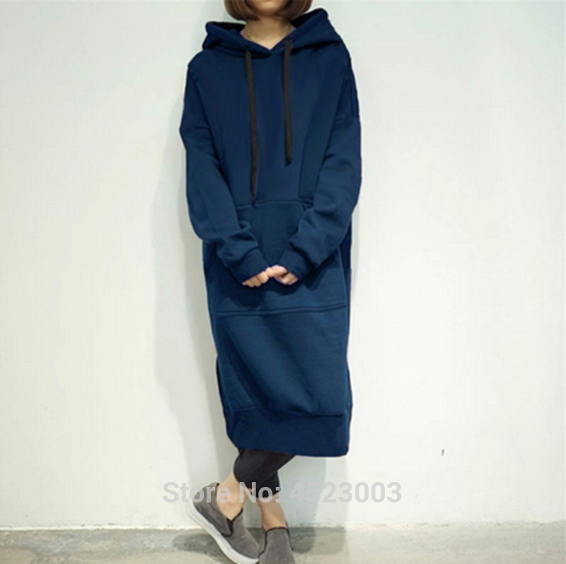 Women's Casual Loose Long Hoodies Sweatshirt Outerwear Jacket Tunic Coat Dress 201030