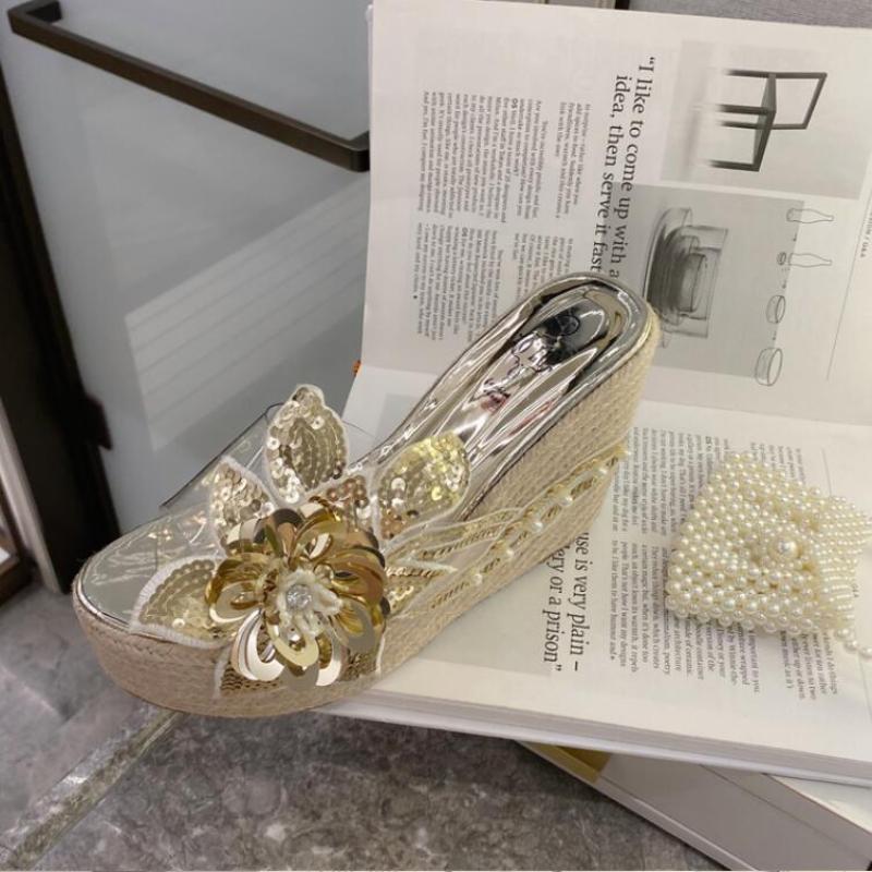 New Summer High Heeled Flower Transparent Women's Sandals Sexy Pumps Shoes, Gold
New Summer High Heeled Flower Transparent Women's Sandals Sexy Pumps Shoes, Gold