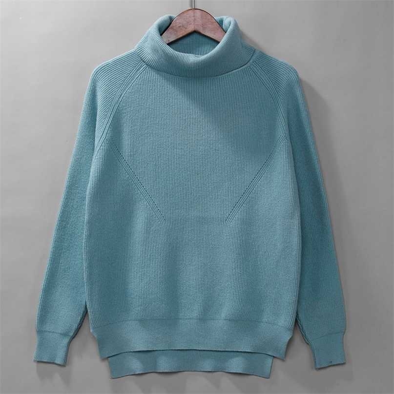 casual oversize thick Autumn Winter turtleneck Sweater Pullover Women Long Sleeve chic Basic female loose Knitted Sweaters 211011Z
